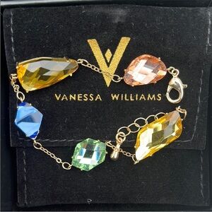 Vanessa Williams New Gold and Blue Bracelet with Faceted Stones